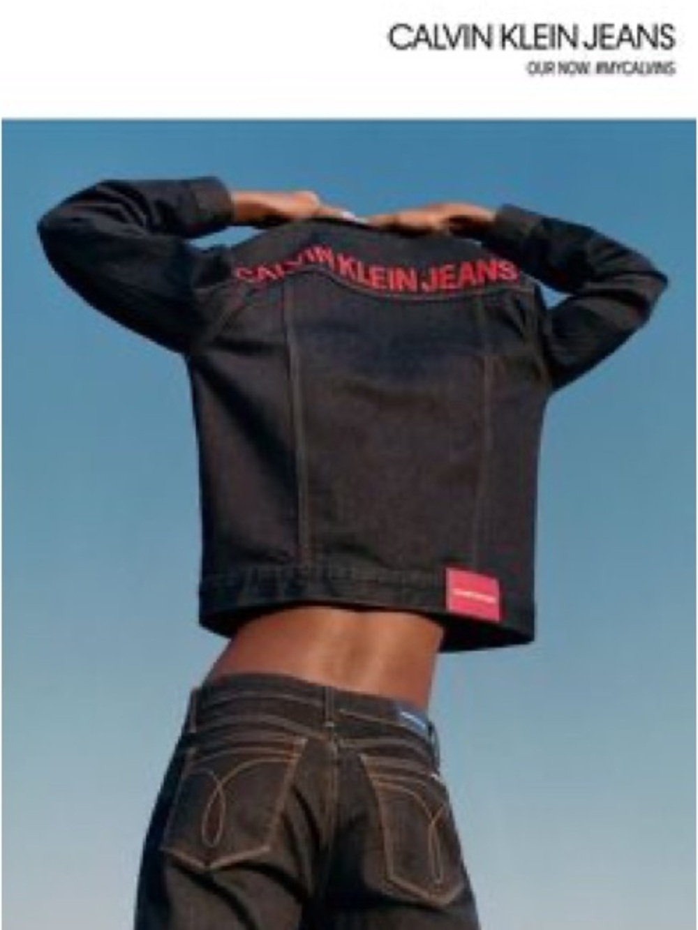 Calvin Klein Jeans Logo Back Denim Trucker Jacket Blue